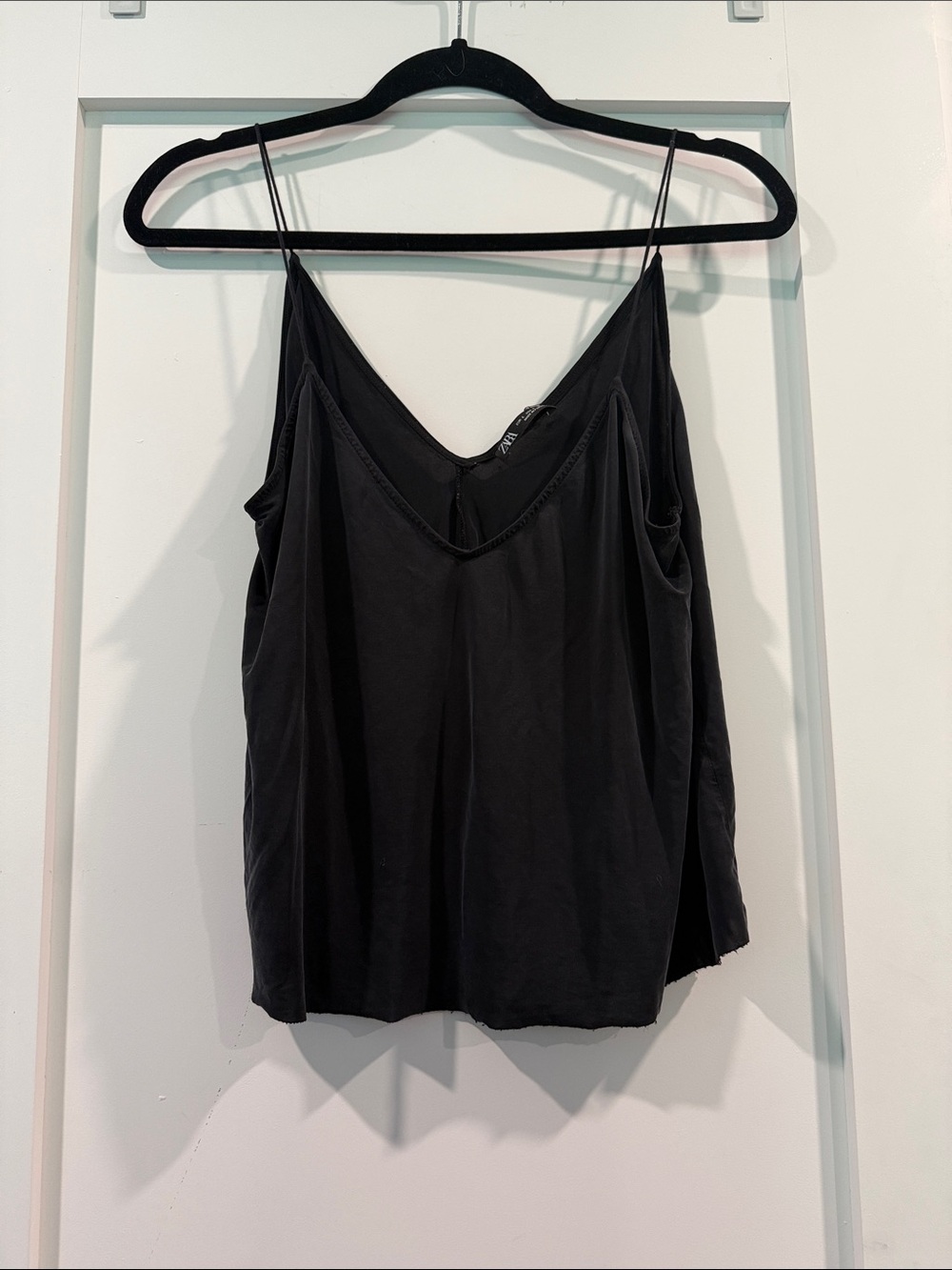 Zara Black drapey V-Neck Cami Tank Top -